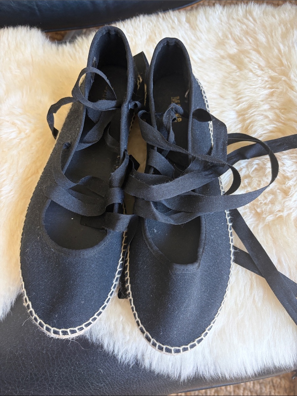Maeve Black Lace-Up Espadrille Flats